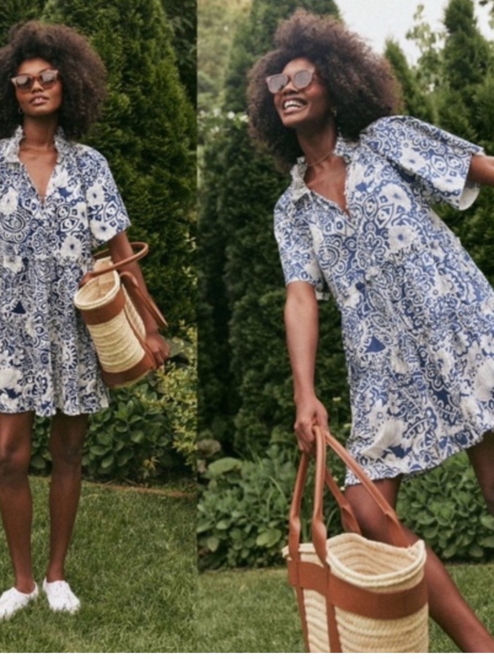Tuckernuck Thea Hyacinth House Blue & White Paisley Summer Shirt Dress XS